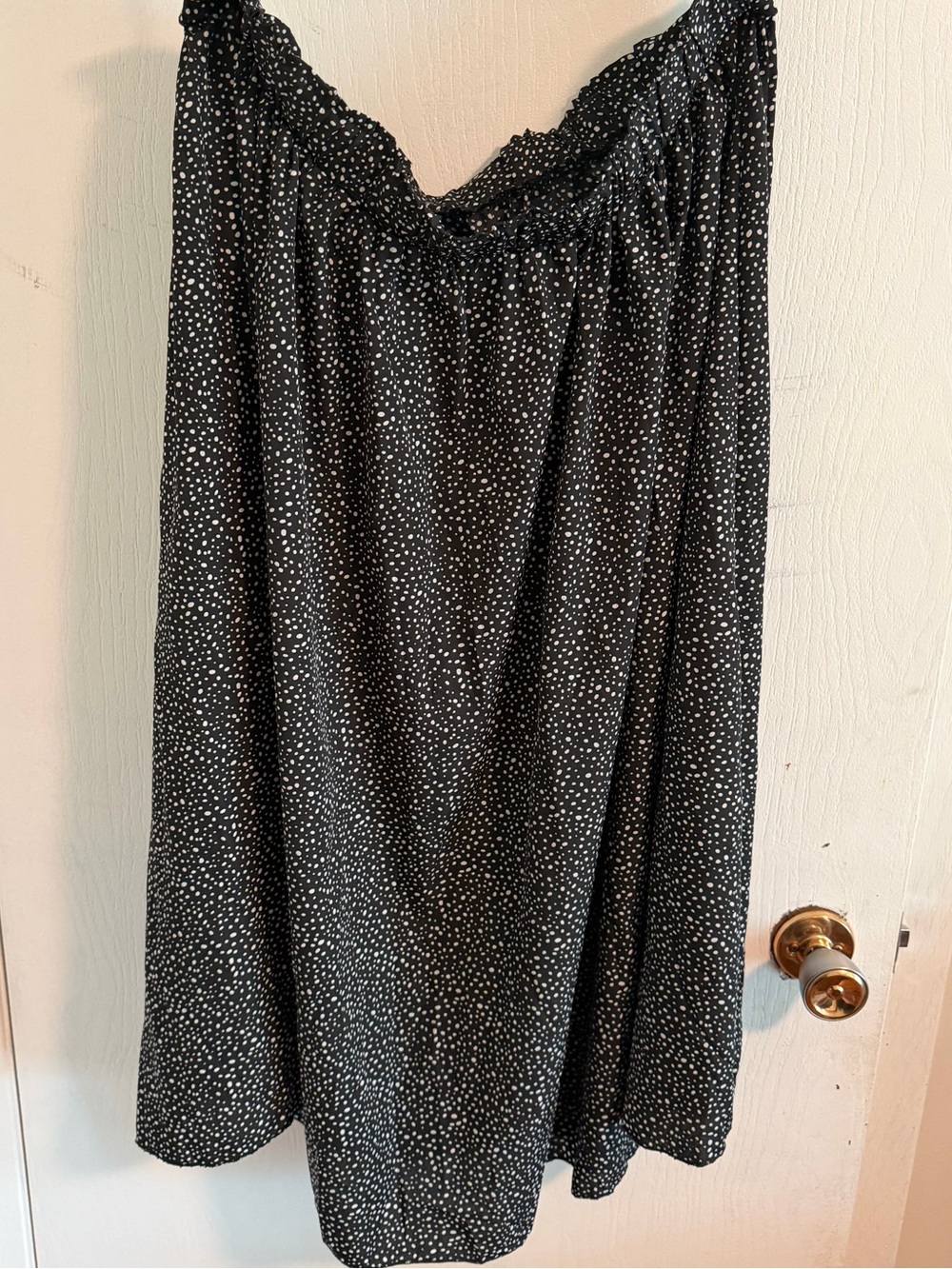 SHEIN Black Midi Skirt with White Dot Print